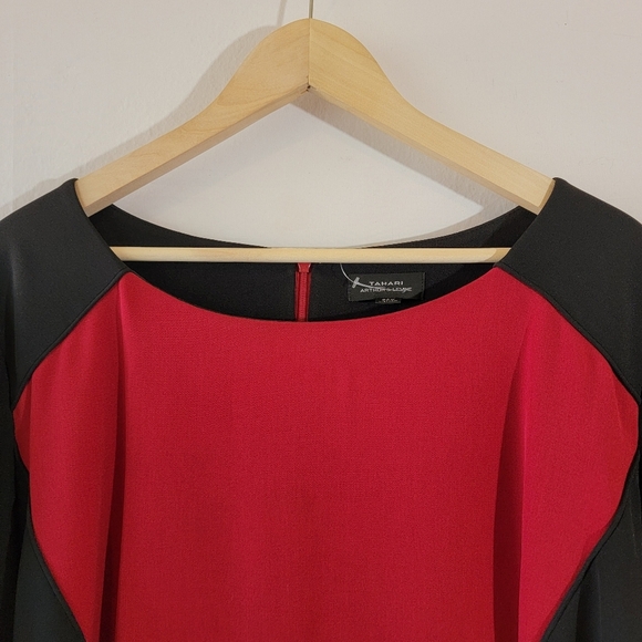 NEW TAHARI Women's Plus Size Sheath Dress Sz 22W Red Black Office Siren Career - Picture 3 of 11